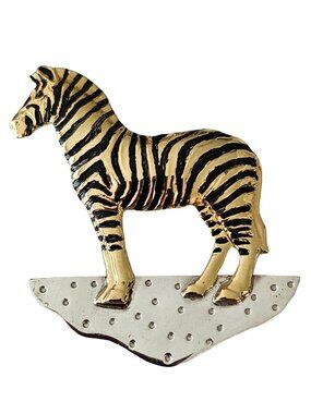 Courtney Sterling Silver Gold Plated Zebra Brooch Pendant, Signed L151